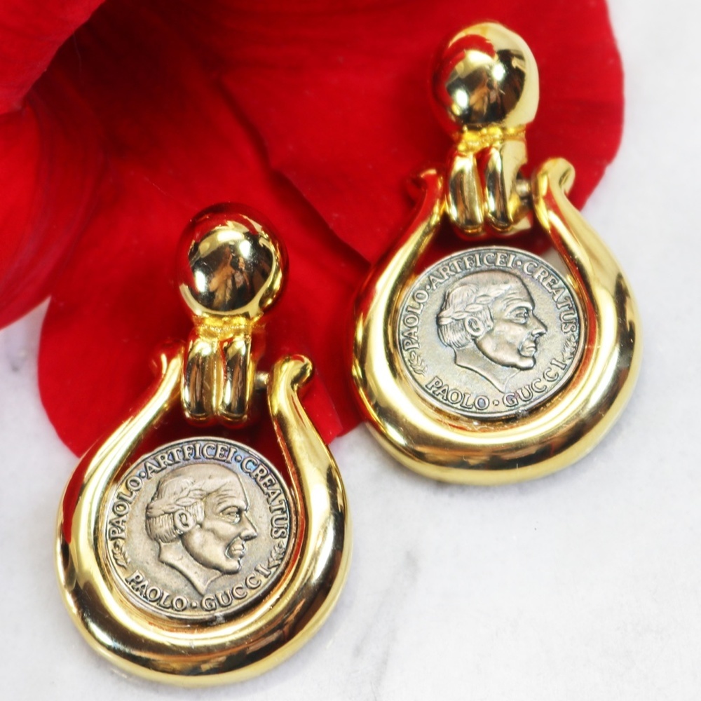 ⚜️ Gorgeous Gucci Medallion Doorknocker Earrings